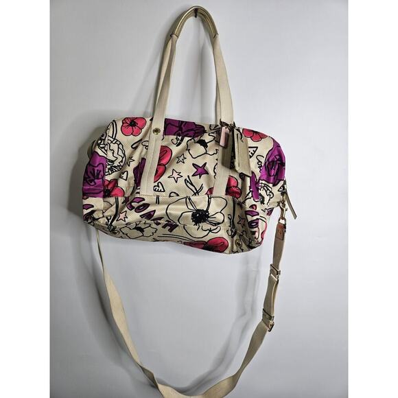 Vintage Coach Kyra Grafity Weekender Travel Large Duffle Bag Poppy - Picture 1 of 13